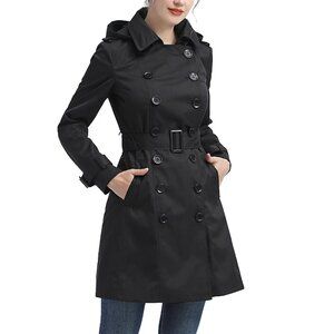 kimi + kai Women's Adley Water Resistant Hooded Trench Coat, Small, Black